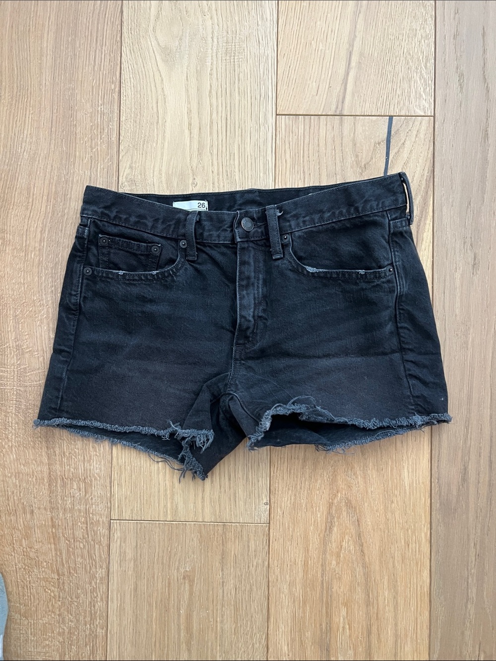 GAP Black Frayed Hem Slim Denim Shorts